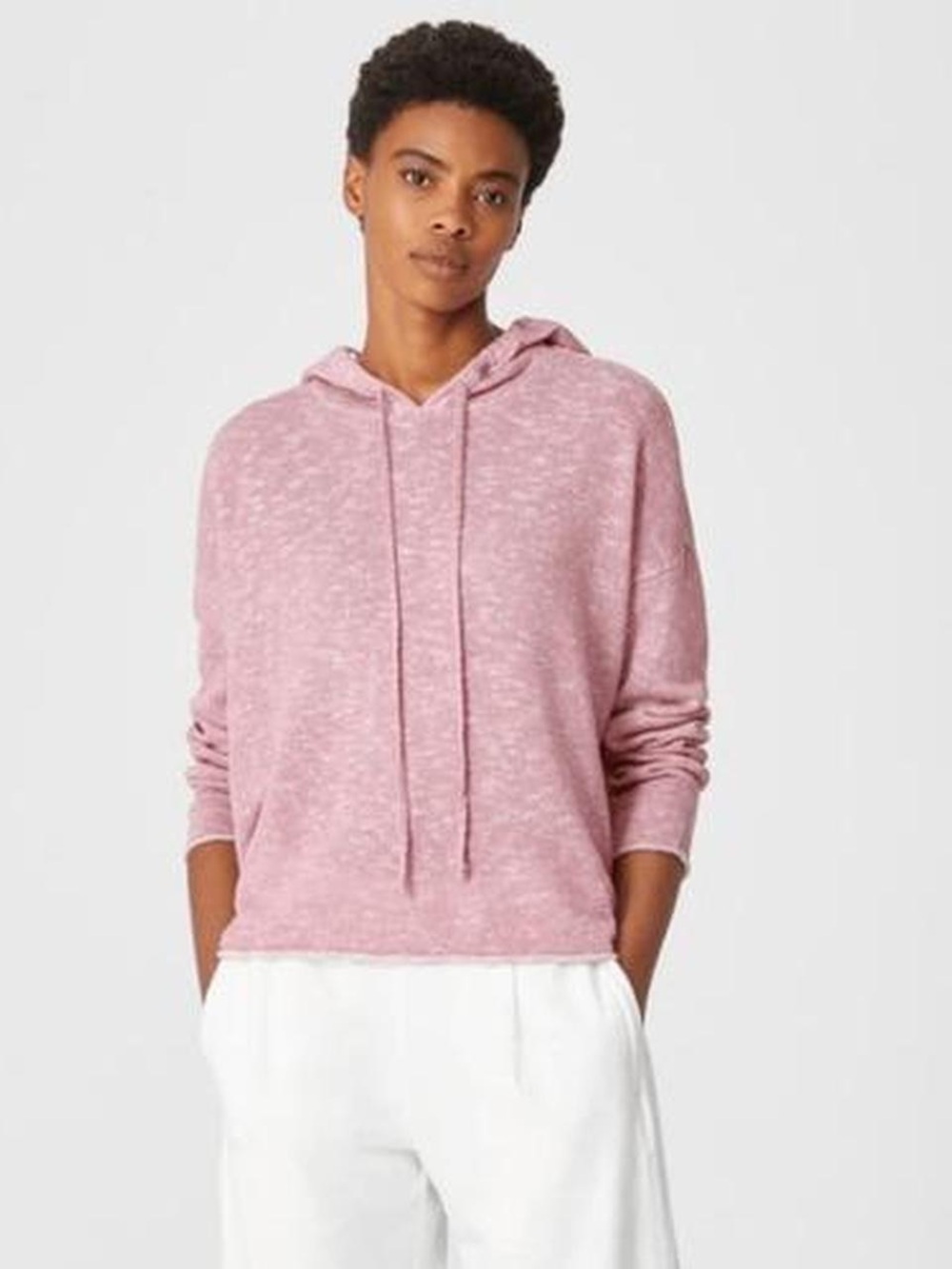 Eileen Fisher Linen/Cotton Pullover Hoodie